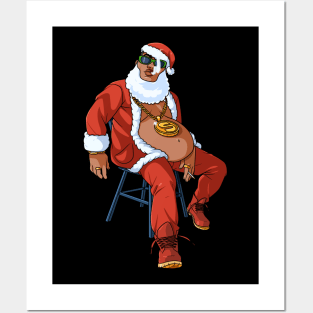 Black Santa Claus Hip Hop Gangster Christmas Rap Posters and Art